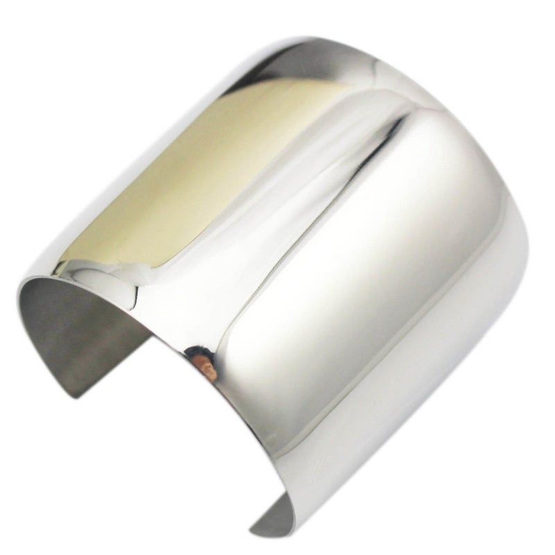 COUYA Silver Wide Cuff Bracelet Stainless Steel Smooth Polish Bangle for Women Ladies - Image 1